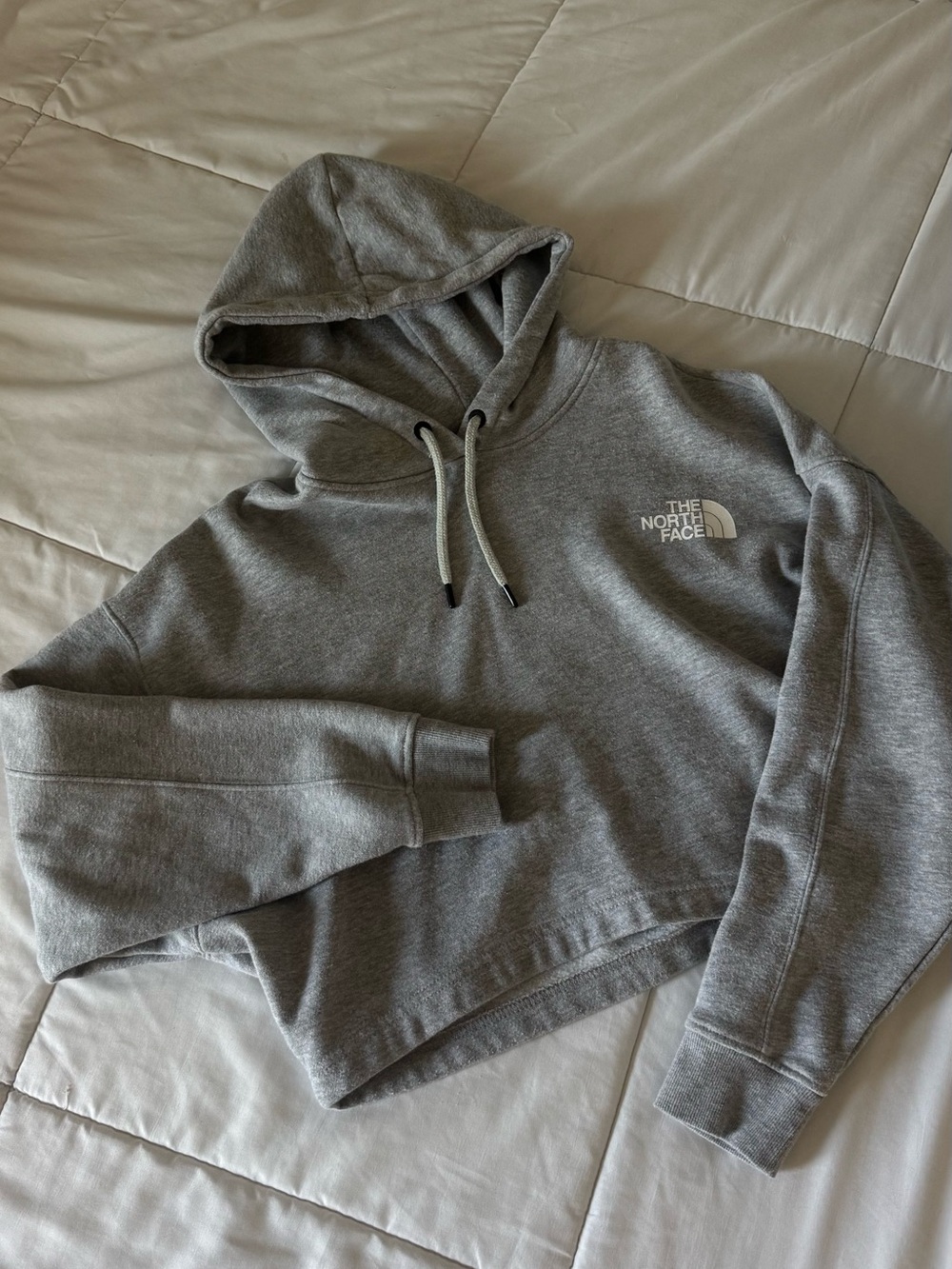 The North Face Grey Cropped Pullover Hoodie Small